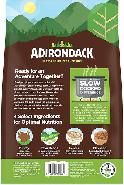 Adirondack Dog Food Made in USA [Limited Ingredient Grain Free Dog Food], All Life Stages Dry Dog Food, Turkey and Lentils Recipe, 4 lb. Bag