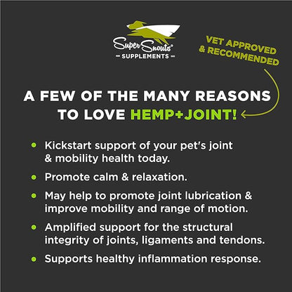 Super Snouts Hemp & Joint Chew for Dogs & Cats, 30 Chews (Up to 60 servings) – Made in USA Hip & Joint Supplement with Green Lipped Mussels, Hemp Helps Calms Joint Inflammation & Relief Joint Pain
