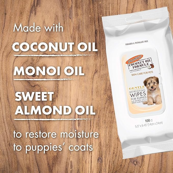 Palmer's for Pets Cocoa Butter Refreshing Dog Wipes, 100 Ct | Cocoa Butter Wipes for Dogs | Paraben & Phthalate Free Dog Grooming Wipes for Dogs, Palmers Dog Bath Wipes
