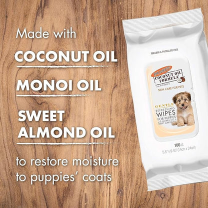 Palmer's for Pets Cocoa Butter Refreshing Dog Wipes, 100 Ct | Cocoa Butter Wipes for Dogs | Paraben & Phthalate Free Dog Grooming Wipes for Dogs, Palmers Dog Bath Wipes