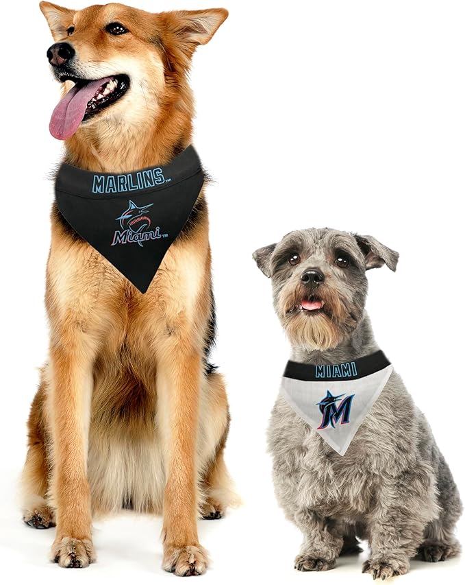 Pets First MAR-3217-L-XL MLB Dog Bandana - Miami Marlins Reversible Pet Bandana, Large/X-Large, MLB Team Color