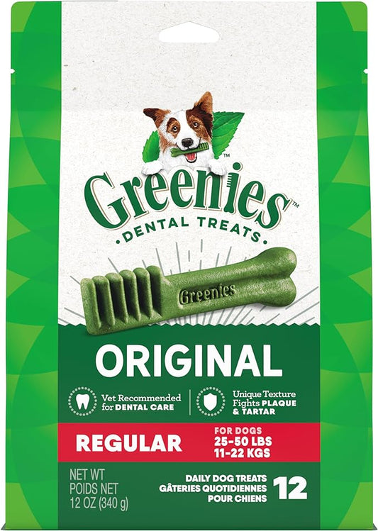 Greenies Original Regular Natural Dental Care Dog Treats, 12 oz. Pack (12 Treats)