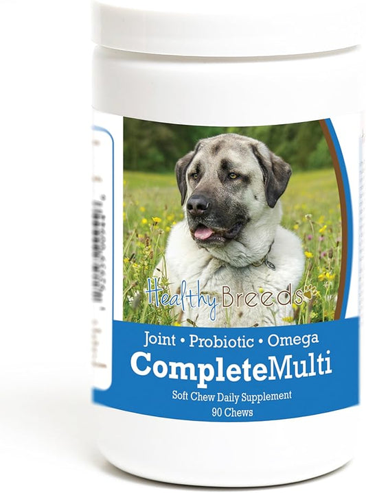 Healthy Breeds Anatolian Shepherd Dog All in One Multivitamin - Complete with Probiotics, Glucosamine, Chondroitin & Omegas - 90 Soft Chewy Treats