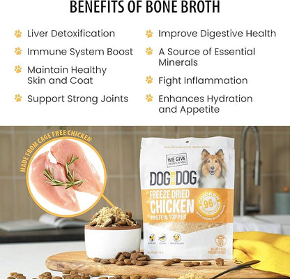 Dog for Dog Freeze Dried Dog Food Topper - Cage Free Chicken Dog Food toppers for Picky Eaters | Food toppers for Picky Dogs and Treats, All Natural & Limited Ingredient | Made in The USA - 4OZ