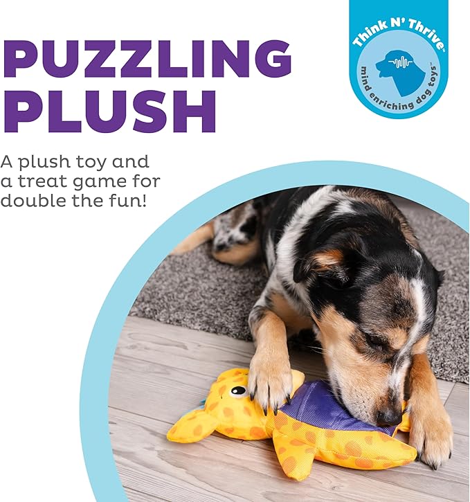 Outward Hound Nina Ottosson Puzzle Palz Interactive Plush Dog Puzzle Dog Enrichment Toys, Plush, Squeaky, Giraffe, Yellow