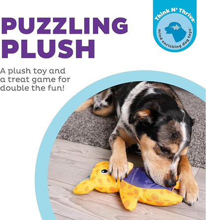 Outward Hound Nina Ottosson Puzzle Palz Interactive Plush Dog Puzzle Dog Enrichment Toys, Plush, Squeaky, Giraffe, Yellow