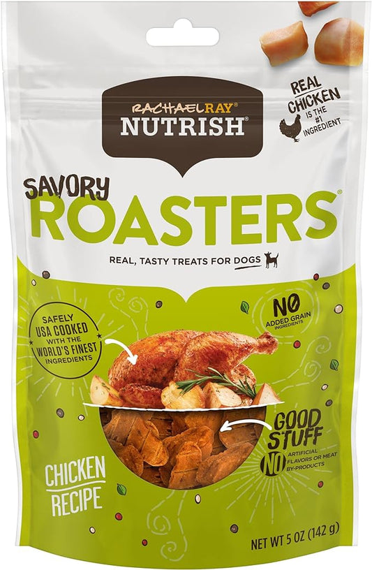 Rachael Ray Nutrish Savory Roasters Real Meat Dog Treats, Roasted Chicken Recipe, 5 Ounces (Pack of 5), Grain Free