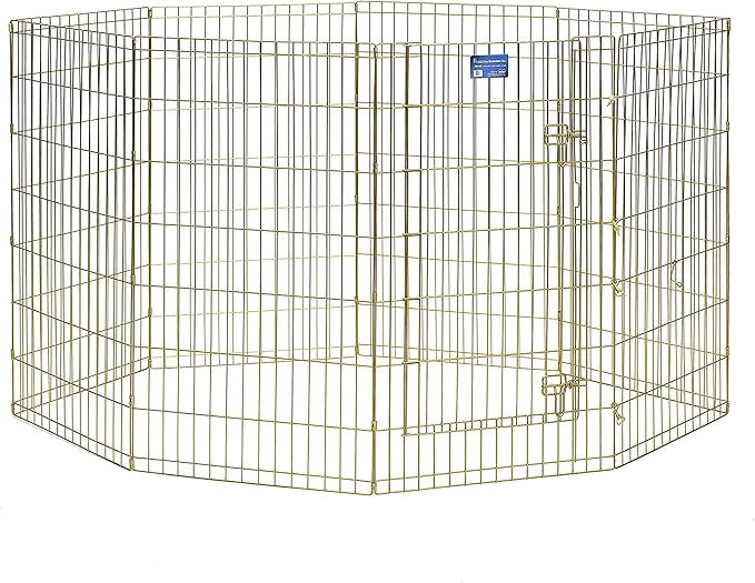 MidWest Homes for Pets Foldable Metal Dog Exercise Pen / Pet Playpen, Gold zinc w/ door, 24'W x 42'H