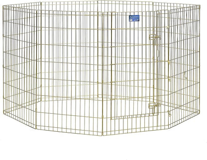 MidWest Homes for Pets Foldable Metal Dog Exercise Pen / Pet Playpen, Gold zinc w/ door, 24'W x 42'H