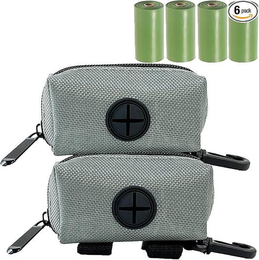 (2 Pack) Dog Poop Bag Holder, Poop Bag Holders for Leashes, CAKOVANO Pet Dog Waste Bag Dispenser Leash Attachment – Fits Any Dog Leash – Includes 2 Pack Poop Bag Dispenser & 4 Rolls of Poop Bags