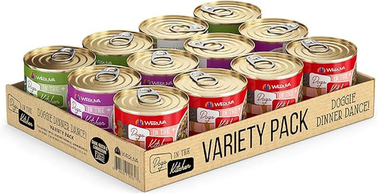 Weruva Dogs in The Kitchen, Doggie Dinner Dance Variety Pack, Wet Dog Food, 10oz Cans (Pack of 12)