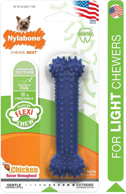 Nylabone Flexi Chew Moderate Textured Dental Chew Toy for Dogs, Chicken Flavor, X-Small/Petite (1 Count)
