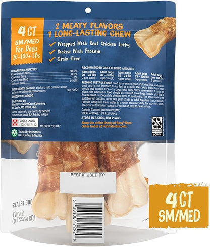Purina Busy Bone Jerky Wraps Grain Free Small/Medium Breed Beefhide and Chicken Jerky Dog Treats - (Pack of 5) 4 ct. Pouches