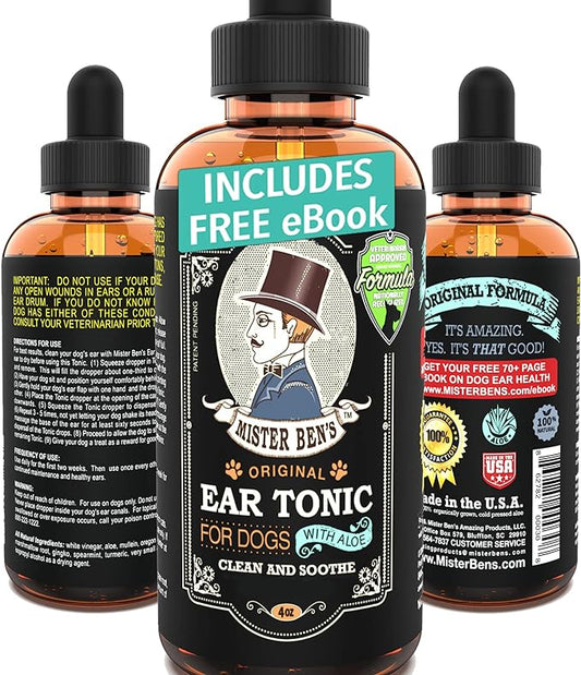 MISTER BEN'S Original Dog Ear Cleaner - Natural, Effective Dog Ear Infection Treatment & Cleanser (Tonic)