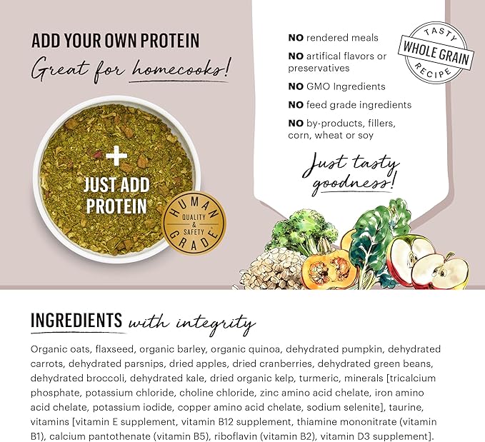 The Honest Kitchen Human Grade Dehydrated Grain Free Veggie, Nut & Seed Base Mix for Dogs 7 lb - Kindly