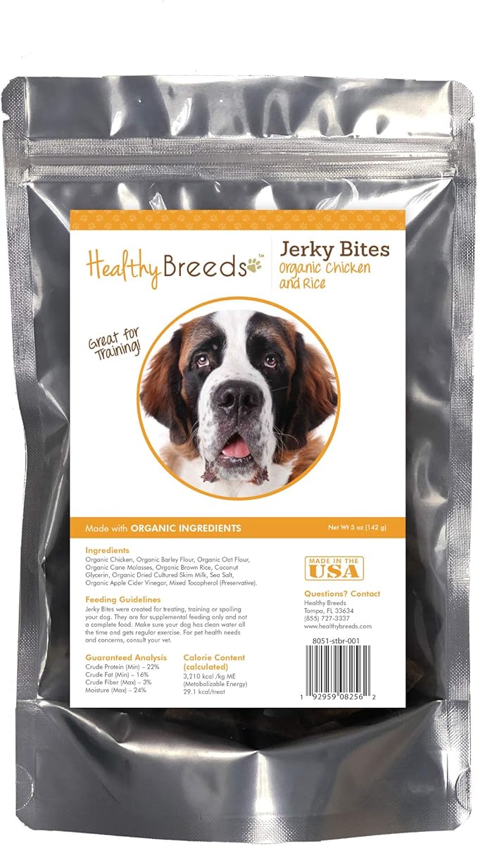 Healthy Breeds Saint Bernard Jerky Bites Chicken & Rice Recipe Dog Treats 5 oz
