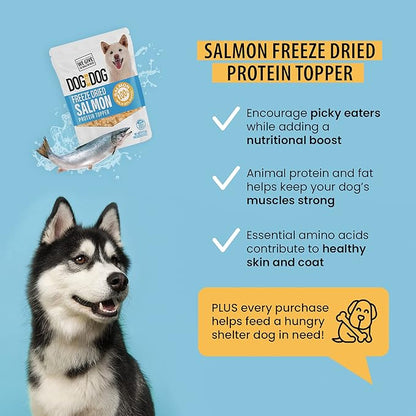 Dog for Dog Freeze Dried Dog Toppers for Dry Food - Protein Wild Atlantic Salmon Freeze Dried Dog Food Toppers for Picky Eaters | Dog Treats & Meal Mixer with Natural Ingredients | Made in USA - 8 OZ