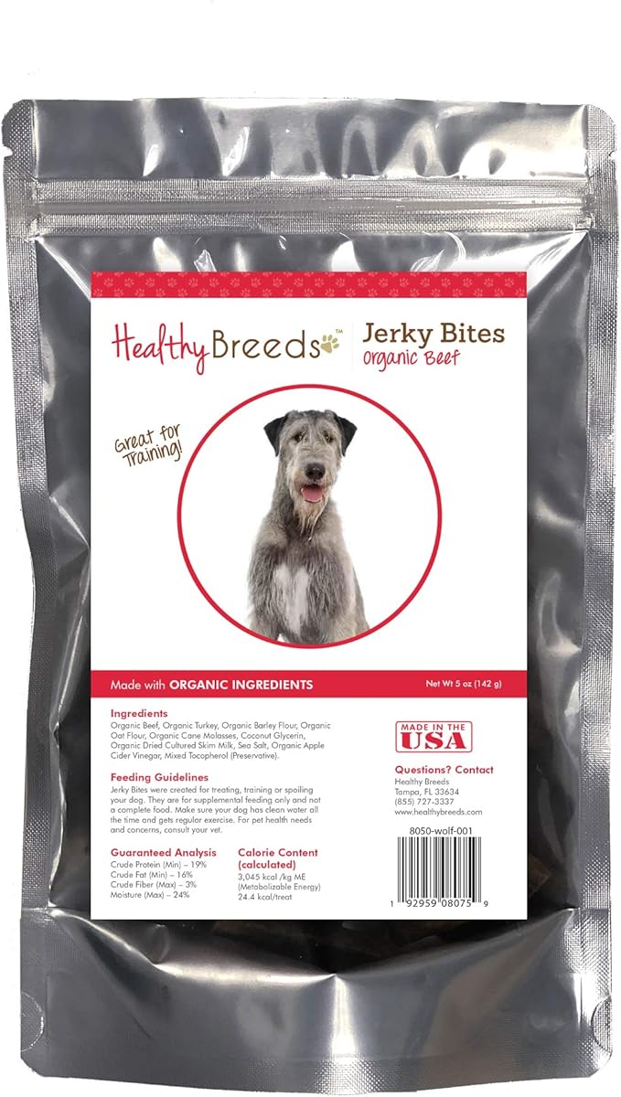 Healthy Breeds Irish Wolfhound Jerky Bites Beef Recipe Dog Treats 5 oz