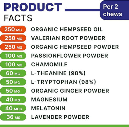 ADVANCED Hemp Calming Chews for Dogs - Dog Calming Chews - 120 Anxiety Relief Treats - Hemp Oil - Dog Calming Treats - Sleep Calming Aid - Calming Hemp Treats for Joint Health