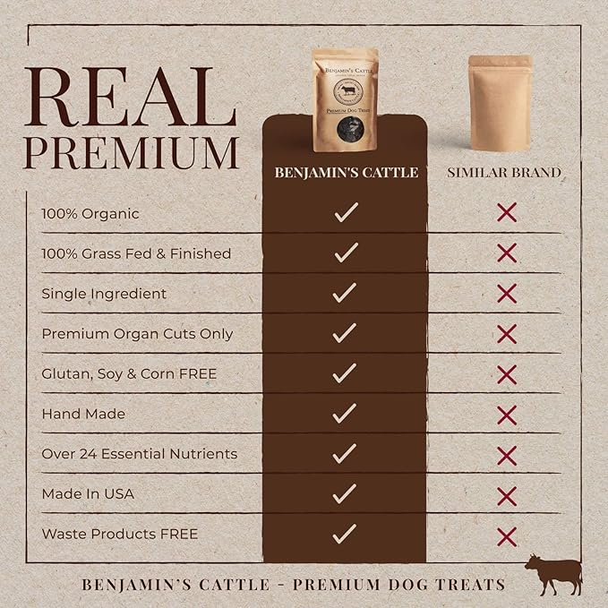 Benjamin's Cattle Single Ingredient - Organic Grass FED & Finished Beef Liver Dog Treats - Hand Made Artisan Dog Treats - Healty Dog Chews - Treats for Dogs Made in USA - Beef Jerky Dog Treat – 5oz