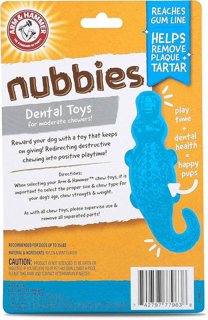 Arm & Hammer for Pets Nubbies Dental Toys Gator Dental Chew Toy for Dogs | Best Dog Chew Toy for Moderate Chewers | Reduces Plaque & Tartar Buildup Without Brushing, Gator