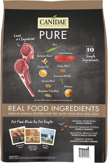 Canidae PURE Limited Ingredient Premium Adult Dry Dog Food, Lamb and Pea Recipe (New look- Real Lamb and Sweet Potato Recipe), 12 Pounds, Grain Free