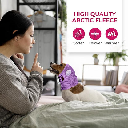Adjustable Dog Noise Cancelling Ear Muffs Noise Protection - No Flap Ear Wraps for Dogs - Snoods Dog Headband Ear Covers for Anxiety Relief, Thunderstorms, Fireworks & Grooming (Purple, Small)