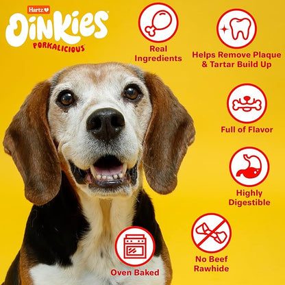 Hartz Oinkies Porkalicious Smoked Pig Skin Chicken Jerky Twists Dog Treats, 8 Count