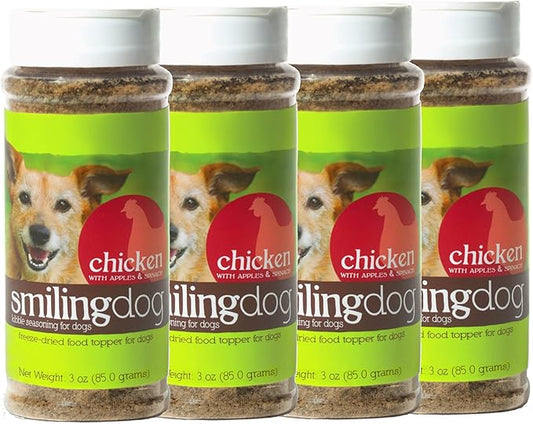 Herbsmith Kibble Seasoning – Freeze Dried Chicken – DIY Raw Coated Kibble Mixer - Dog Food Topper for Picky Eaters, 3 oz [Bundle x4 Units]
