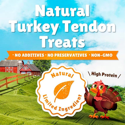 Gootoe Turkey Tendon Dog Treats – 100% USA-Sourced, Natural Snack, Premium Training Chews, Hypoallergenic, Reseal Value Bags, Size for Small Dogs, Strip (Small) 3oz/Pack