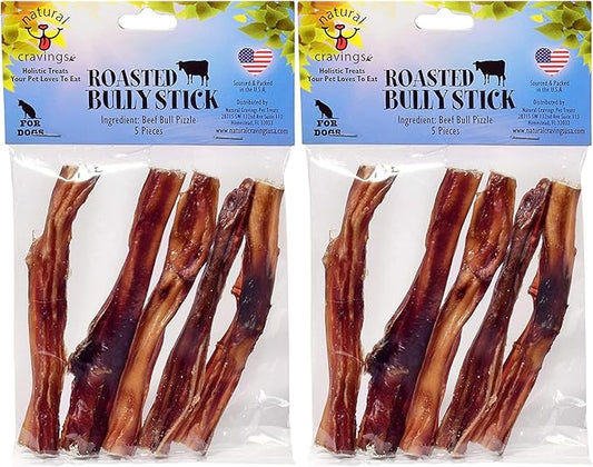 2-Pack USA Roasted Bully Sticks for Dogs | All Natural, Odor Free, High Protein | Premium Quality Chew | 5" - 5 Pack/10 Total