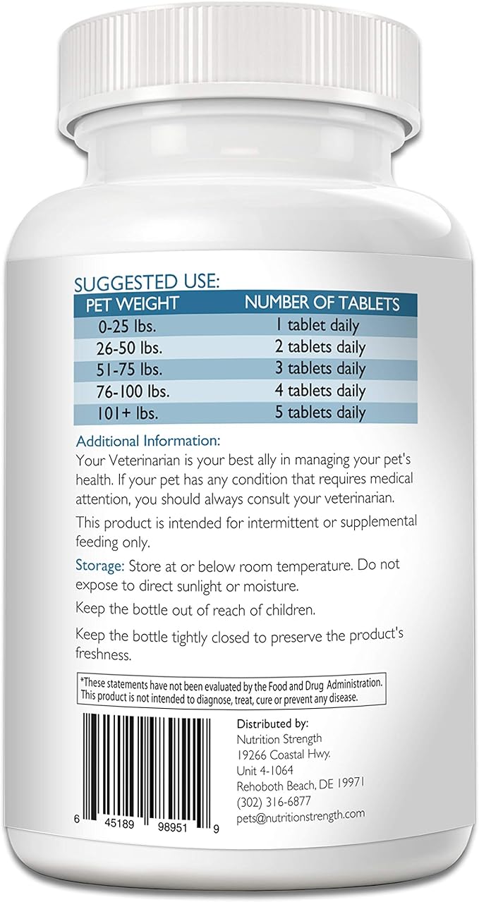 Blood Support for Dogs, Supplement for Anemia in Dogs, Promotes Red Blood Cell Health, with a High Level of Iron, Vitamin B12, Organic Spirulina and Purpurea, 120 Chewable Tablets