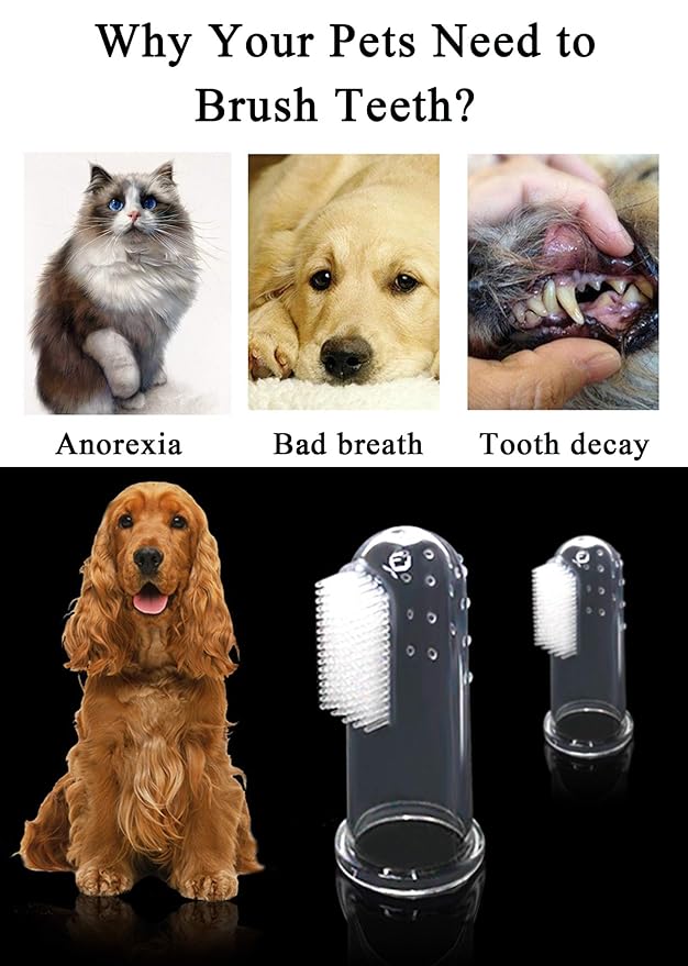 Dog Toothbrush for Dog Teeth Cleaning, Soft Silicone Finger Toothbrush for Dogs, Comfortable, No Damage to Gums, Natural, EP, Used as Cat Toothbrush and All Pet as Well(6PCS)
