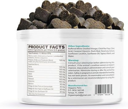Ultimate Dog PROBIOTIC Chews - Boosts Gut Health and Eases Allergies with PROBIOTICS, POSTBIOTICS, PREBIOTICS (FOS) Inulin - Colostrum - Glutamine - Mushrooms -Pumpkin-QUERCETIN and a SUPERFOOD Blend