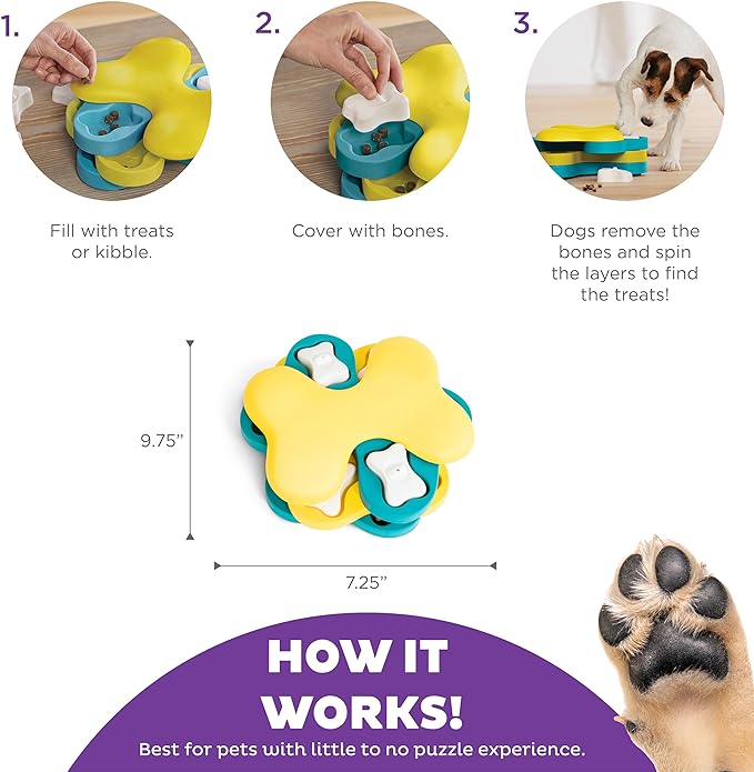 Outward Hound Nina Ottosson Dog Tornado Dog Puzzle Interactive Treat Puzzle Dog Enrichment Dog Toy, Level 2 Intermediate, Blue