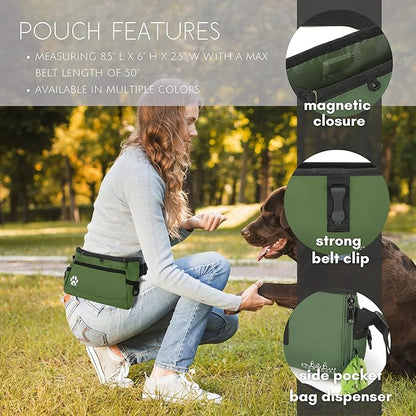 Dog Treat Pouches for Pet Training - Custom Design - Dog Treat Bag for Dog Training & Behavior Aids - Fanny Pack for Dog Walking Bag - Puppy Training Treat Pouch & Snacks Bag Pouch (Green)