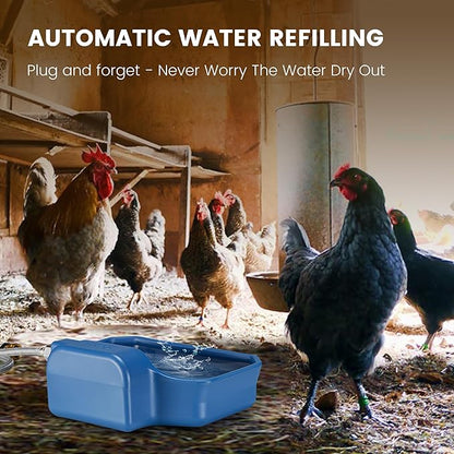 Automatic Dog Water Bowl Dispenser, 1 Gallon Dog Water Bowl for Outdoor, Big Water Feeder, Large Waterer for Pets & Livestock, Food Grade Material, Water Auto-Refill, Fit 3/4" Faucet, Blue