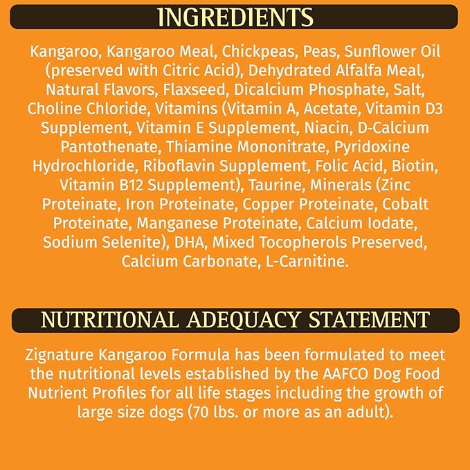 Zignature Kangaroo Limited Ingredient Formula Small Bites Dry Dog Food 12.5lb