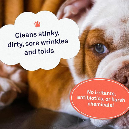 Petpost | Bulldog Wrinkle Wipes for Dogs - Cleans and Soothes Pug Wrinkles and Folds - Ultra Soft Cotton Pads in Coconut Oil Solution 100 ct.