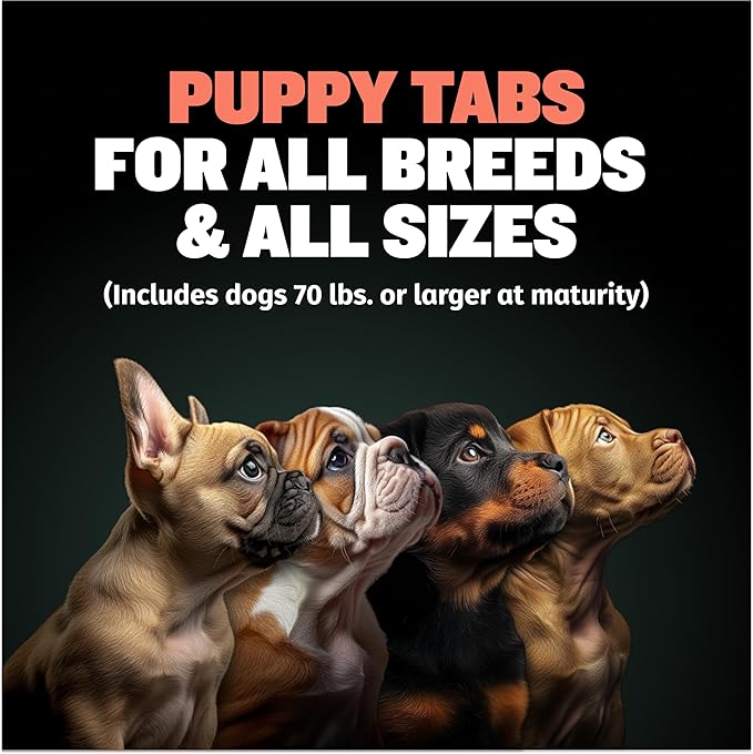 Bully Max 2-in-1 Puppy Vitamins - 30 Chewable Tablets for Development and Growth of Puppies - Dog Vitamin Tablet Supplements for Small Dogs, Large Breed Pups and Growing Dogs (Feed 1-2 Tabs per Day)