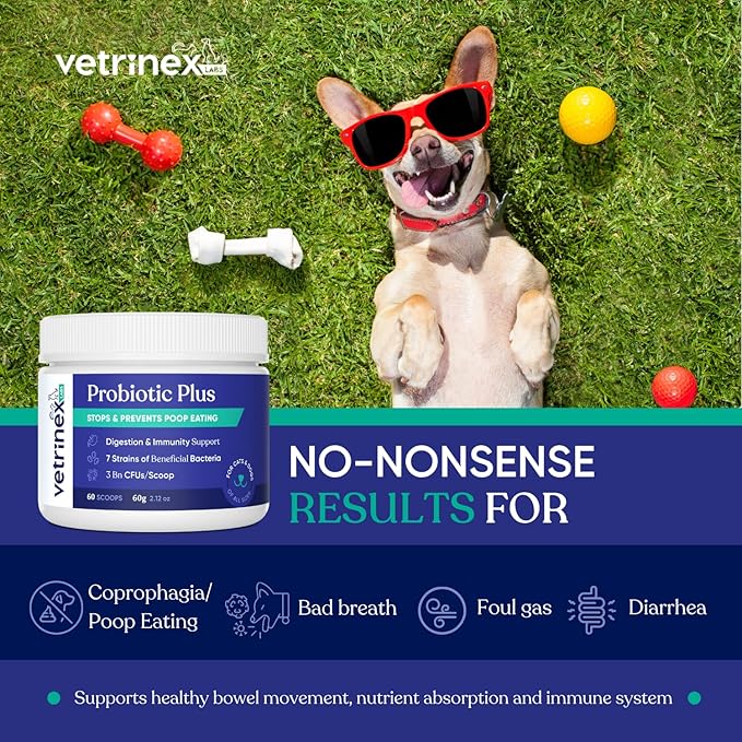 Probiotic - Coprophagia Treatment for Dogs - Stop and Prevent Dog from Eating Poop - No Stool Eating, Deterrent and Prevention - Probiotics Powder for Cats, Dogs & Puppies