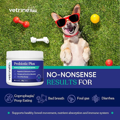 Probiotic - Coprophagia Treatment for Dogs - Stop and Prevent Dog from Eating Poop - No Stool Eating, Deterrent and Prevention - Probiotics Powder for Cats, Dogs & Puppies