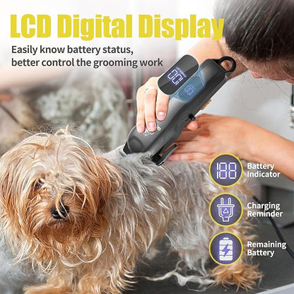 Dog Clippers for Grooming,Dog Grooming Kit for Heavy Thick Hair&Coats/Low Noise Rechargeable Cordless Pet Shaver with Paw Trimmer Nail Grinder/Dog Hair Trimmer for Small & Large Dogs Cats