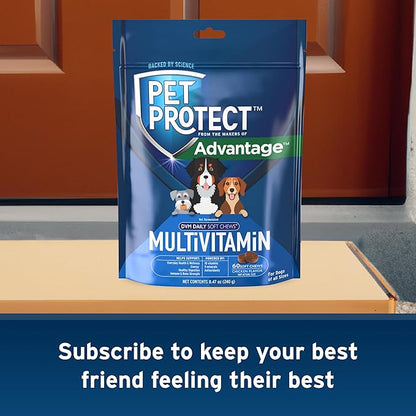 Pet Protect from The Makers of Advantage Vet-Formulated Daily Multivitamin for Dogs | 60 Chews with Vitamins