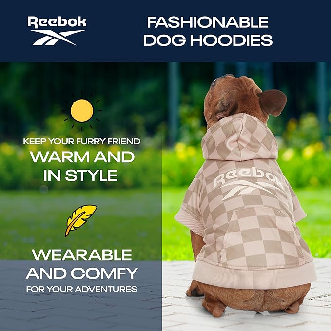 Reebok Dog Hoodie – Fleece Dog Sweater with Leash Hole, Cold Winter Dog Sweatshirt for Small Medium and Large Dogs, Premium Dog Fall Sweater Pullover Hoodie, Cozy Warm Perfect Dog Christmas Outfit