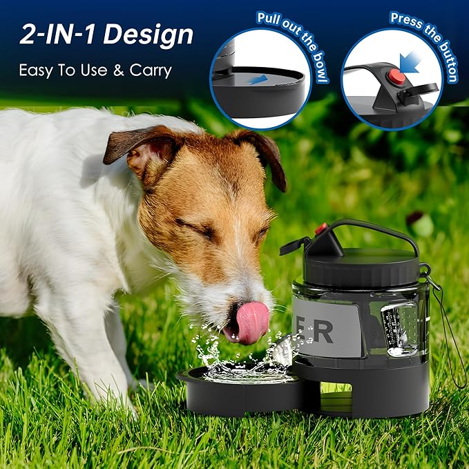 Dog Travel Water Bottle 54OZ, Travel Water Bowl for Dogs Portable Dog Water Dispenser for Outdoor Hiking,Camping, Road Trips, Dog Park Large Capacity Dog Travel Accessories BPA Free