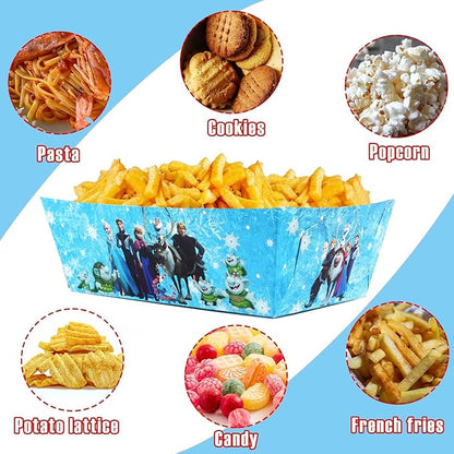 40 Pcs Frozen Party Decorations, Frozen Paper Food Trays, Frozen Party Decorations Party Favors Food Serving Tray Paper Food Boats for Frozen Birthday Party Supplies
