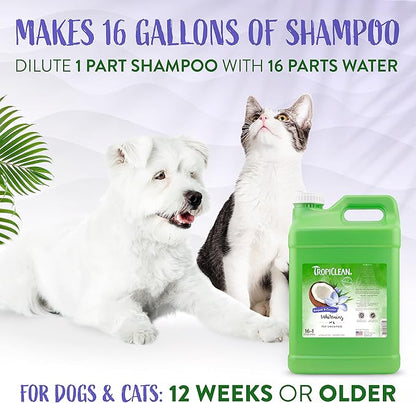 TropiClean Awapuhi Coconut Whitening Dog Shampoo for White Coats & All Coat Types | Natural Pet Shampoo Derived from Natural Ingredients | Cat Friendly | Made in the USA | 2.5 gal.
