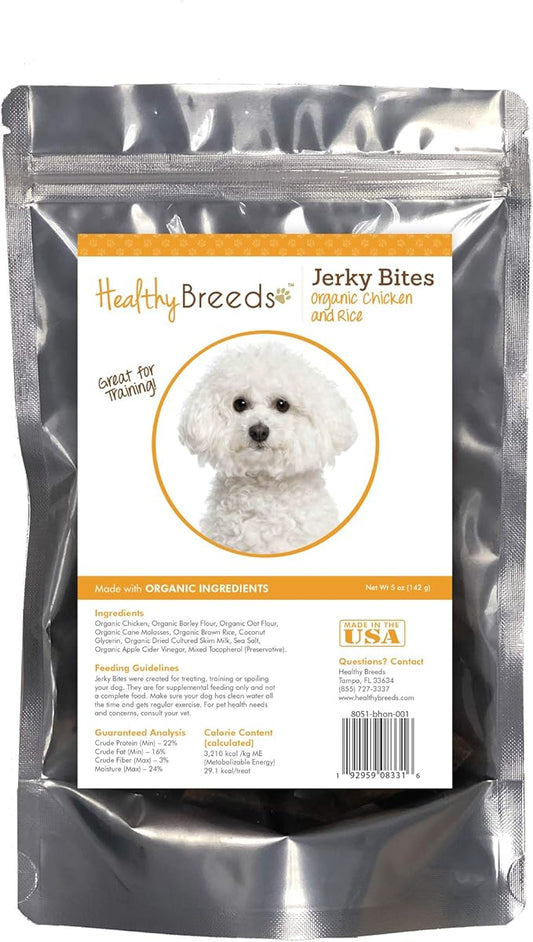 Healthy Breeds Bichon Frise Jerky Bites Chicken & Rice Recipe Dog Treats 5 oz