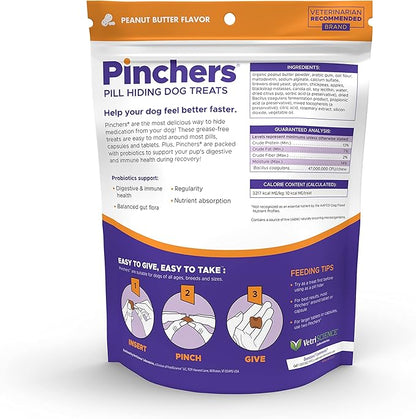 VETRISCIENCE Pinchers, Pill Hiding Dog Treats, Peanut Butter Flavor, 45 Hiders (2 Pack)